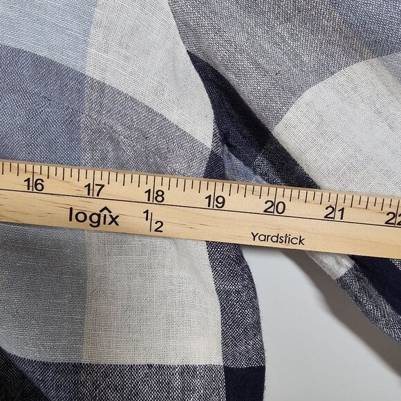 Soft Surroundings Plaid‎ Blouse Button Up Zip Back Carreaux Linen Blend #2BU60 M - Picture 9 of 12